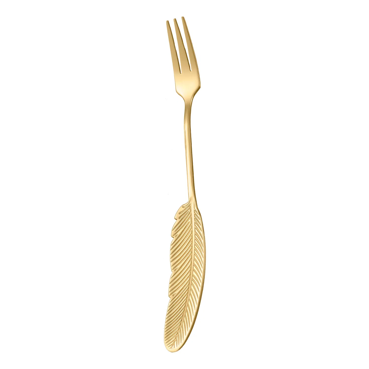 Wholesale Factory Feather Shape Spoon Metal 304 Stainless Steel Coffee Dessert Spoon Fruit Fork