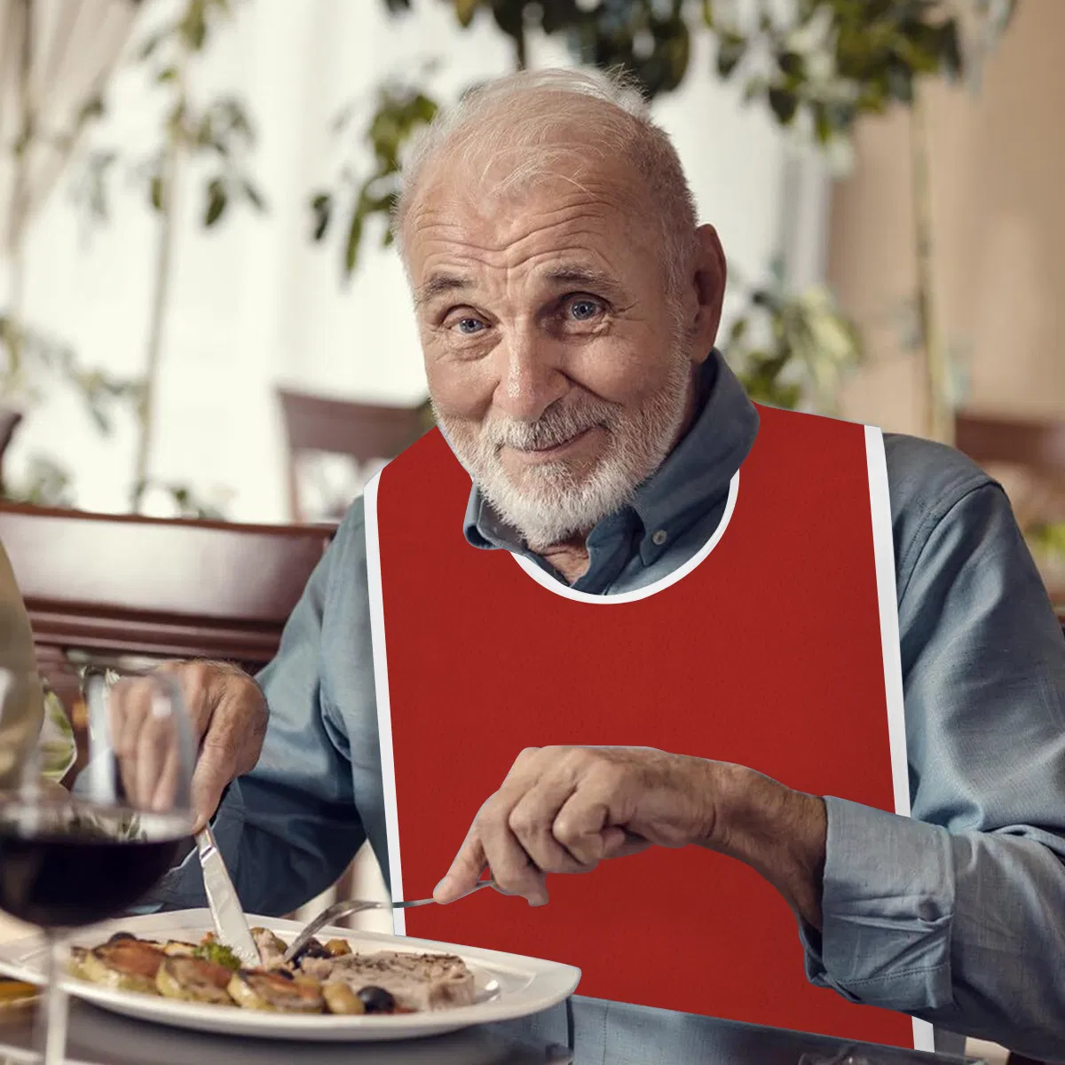 Ultra Fine Fiber Microfiber Material Elderly Bibs Adult Food Wiping Bibs TPU Waterproof Aprons