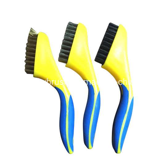 7inch Two Colour Plastic Handle Mini Wire Brush (YY-539)