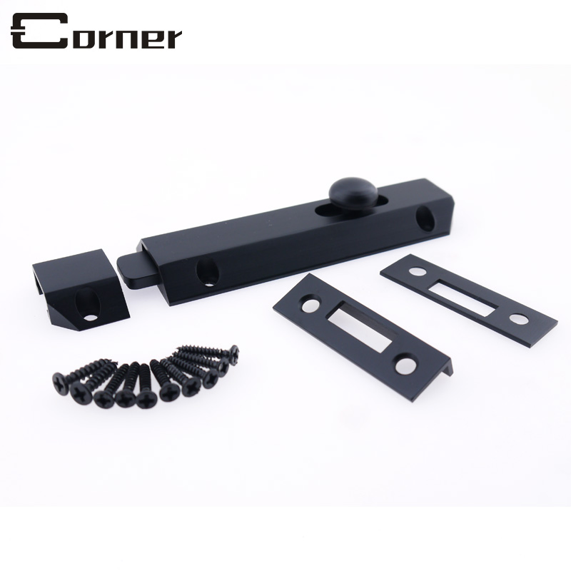 Matt Black Solid Brass Flush Latch Concealed Security Slide Lock Bathroom Tower Door Bolt