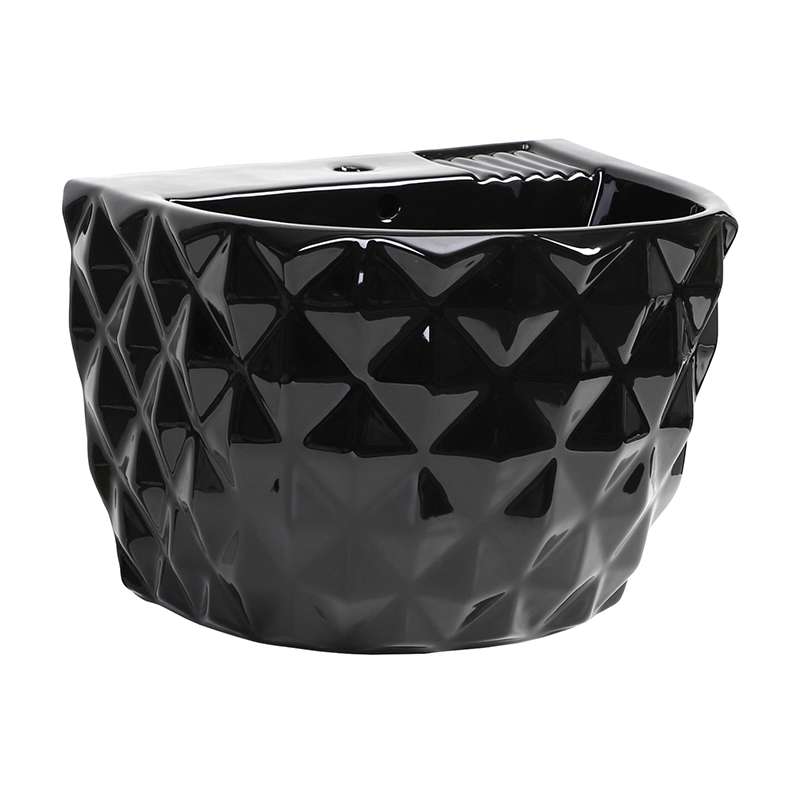 Wholesale Sleek Black Wall Hung Wash Basin in Durable Ceramic for Hotels and Villas Restroom Sanitary Ware
