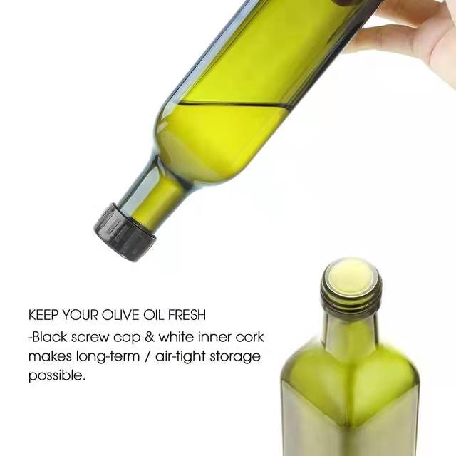 500ml Empty Dark Green Vinegars / Olive Oil Bottle with Metal Caps