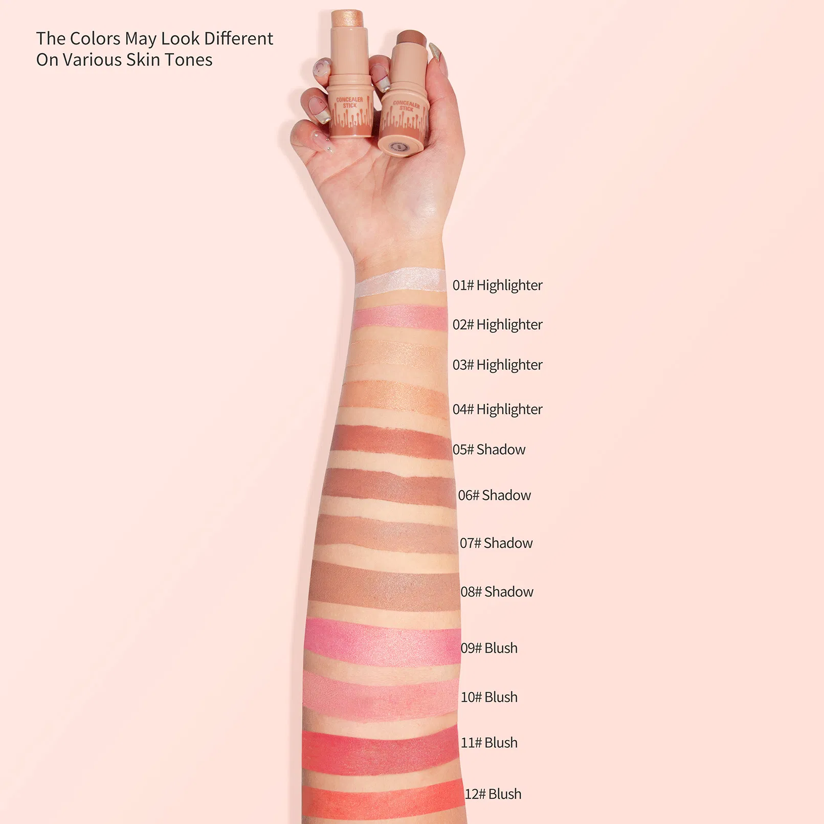 12 Color Vegan Contour Stick Private Label Cream Bronzer Concealer Stick Contour Stick