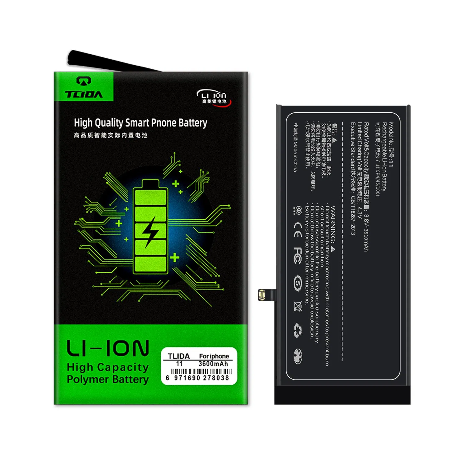 Tlida Original Capacity Battery for iPhone 11/ 12/ 13/ 14/ 15/ X/ Xs/ Xr/ Xs Max All Models Repair Parts Wholesale Factory Direct Sales Mobile Phone Battery