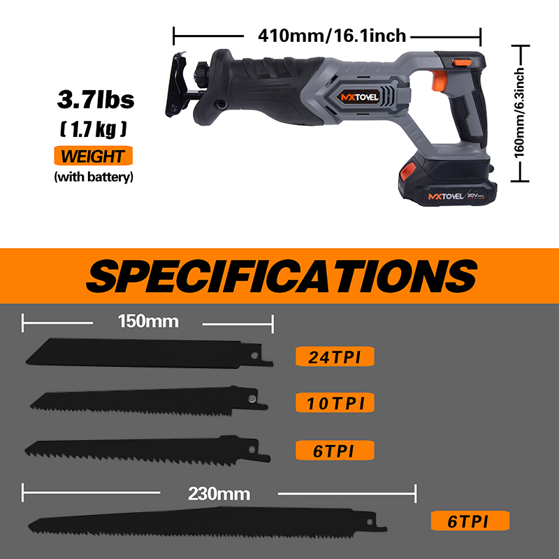 Аккумуляторная сабельная пила 20V с батареей
