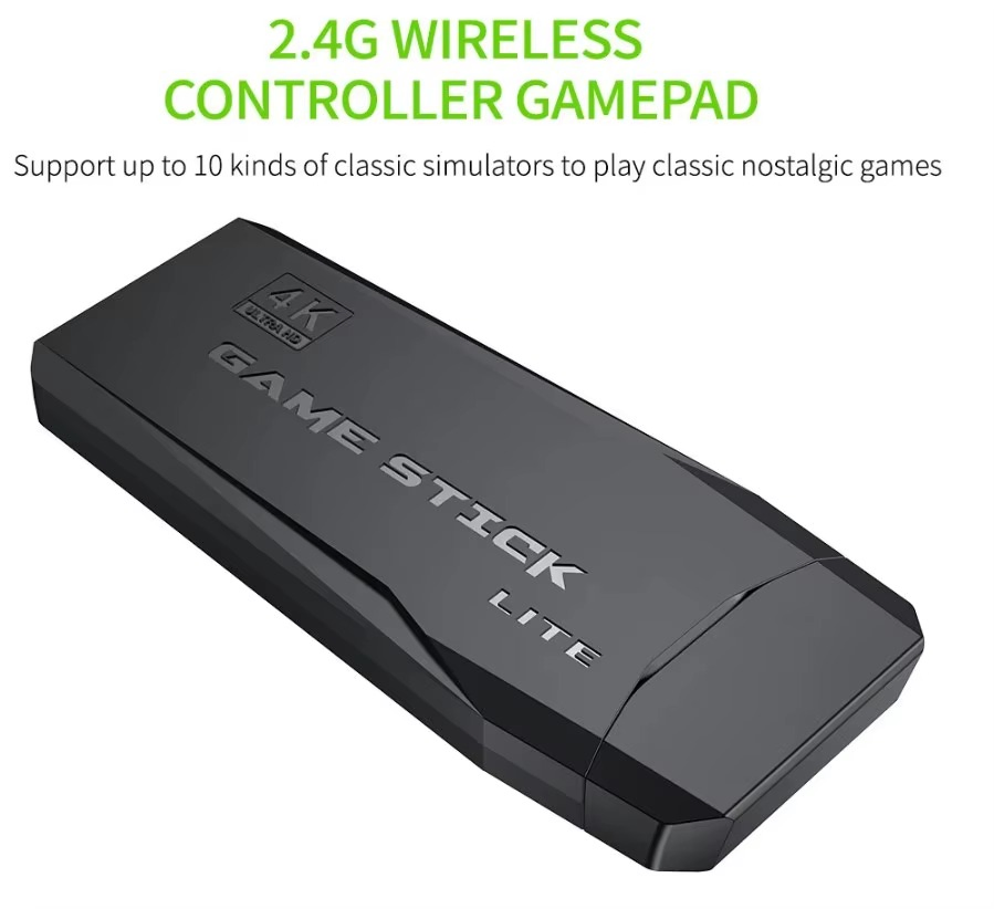 M8 Portable 4K 64GB Video Game Console Double Wireless Controller Retro Gaming Stick Cps Format Support Built-in Kids' TV Gift