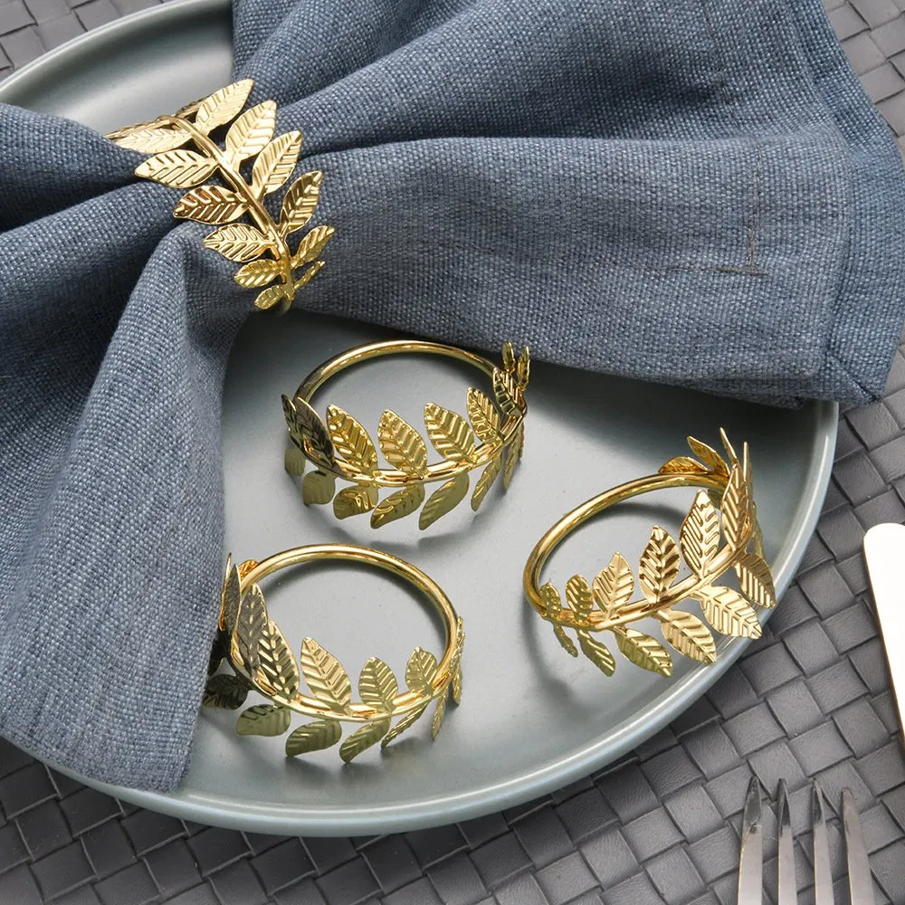 Artificial Leaf Metal Napkin Ring Home Restaurant Gold Napkin Holder