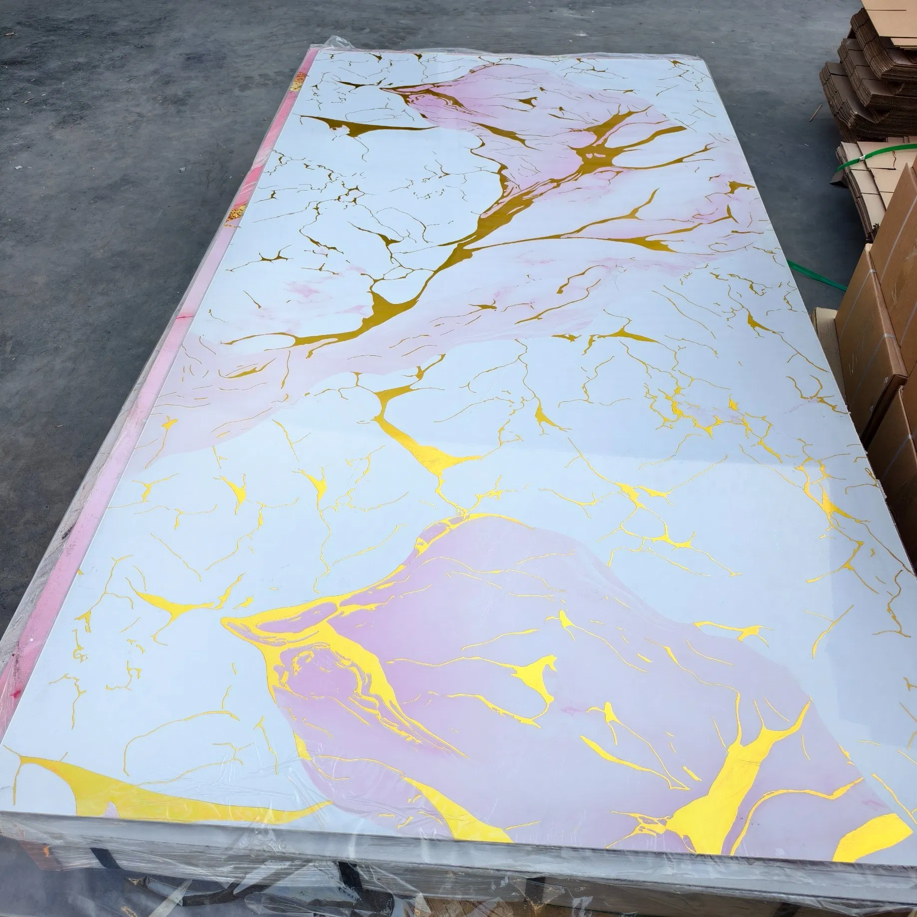 Glossy UV Coating Waterproof Fireproof Rollable Wall Sticker PVC Marble Sheet