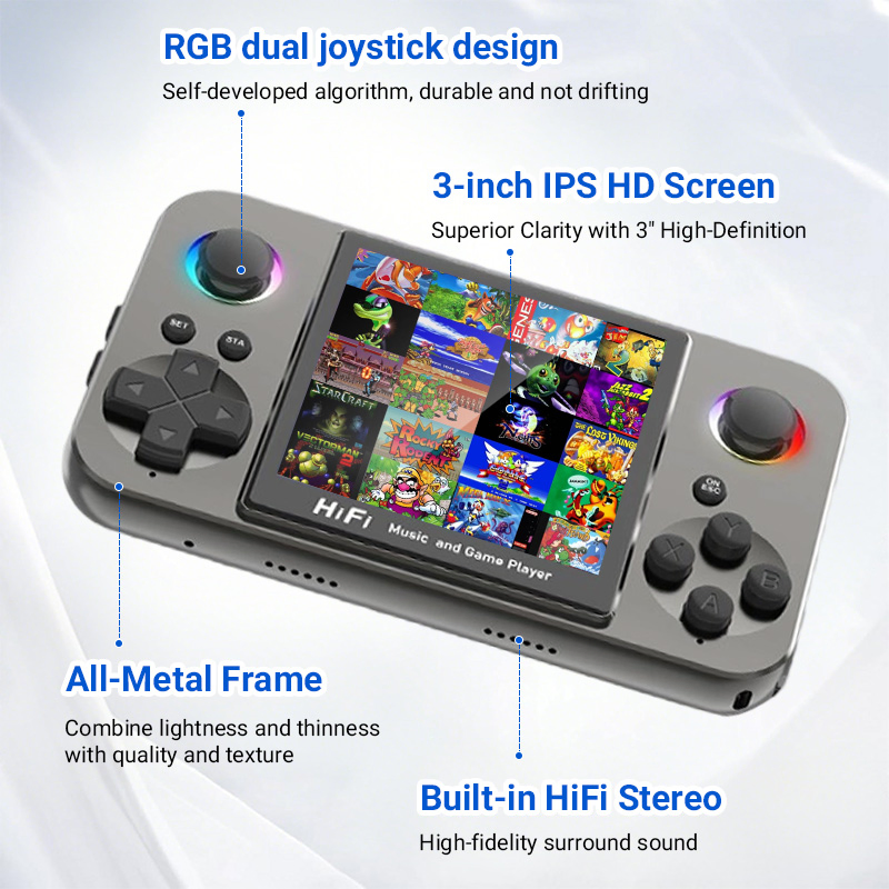 3.0" IPS Square Screen 128GB TV Pocket Retro Game Console