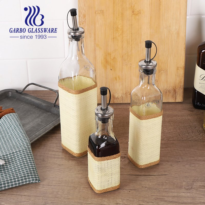 Factory Cheap Transparent Clear Kitchen Oil Dispenser Glass Vinegar Glass Oil Bottle
