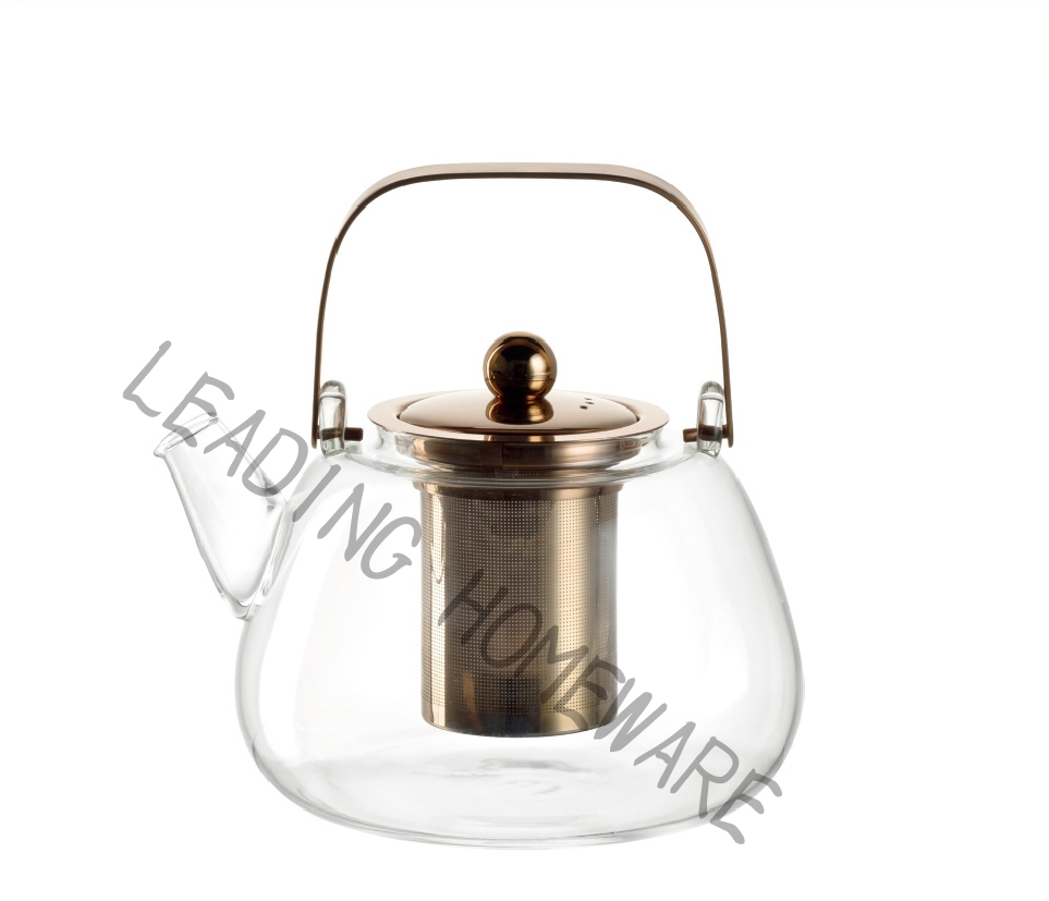 1000ml Borosilicate Glass Teapot with Metal Handle