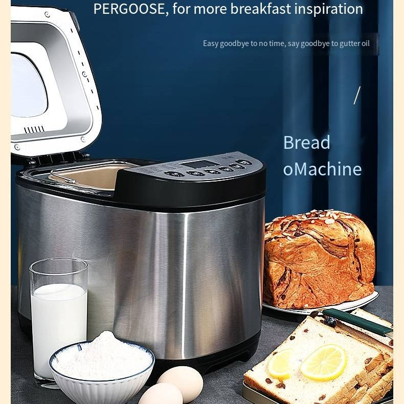 Stainless Steel Touch-Screen Household Compact and Automatic, Customizable Settings Bread Maker Machine