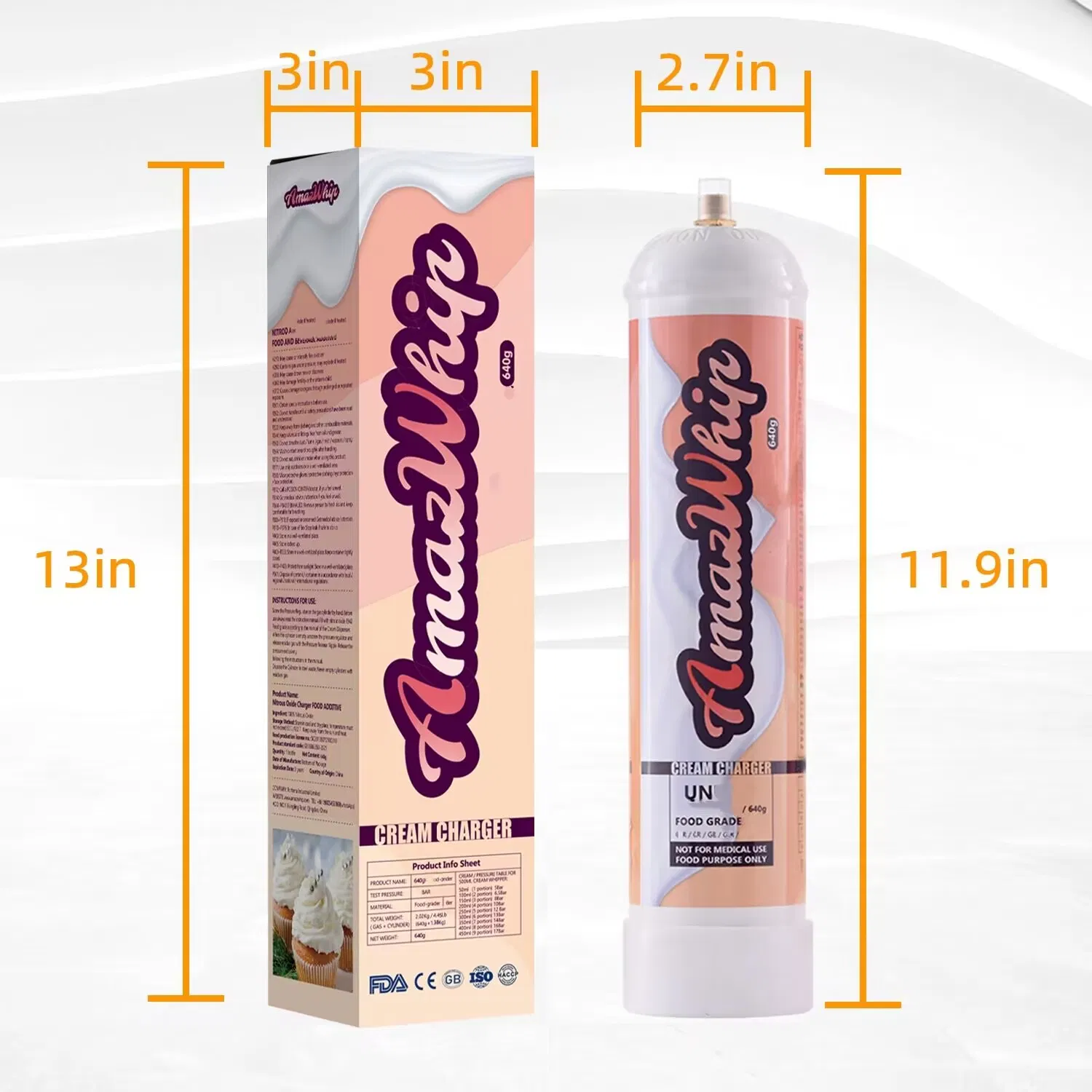 Wholesale Selling Dessert Tool 640g N2o Gas Canister Whipped Cream Chargers in 0.95L Cylinder