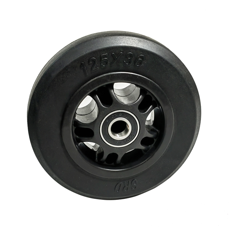 5-Inch (125 mm) Solid Rubber Wheels, Medium-Duty Casters with a Smooth Surface, Suitable for Handcarts, Toolboxes, etc.