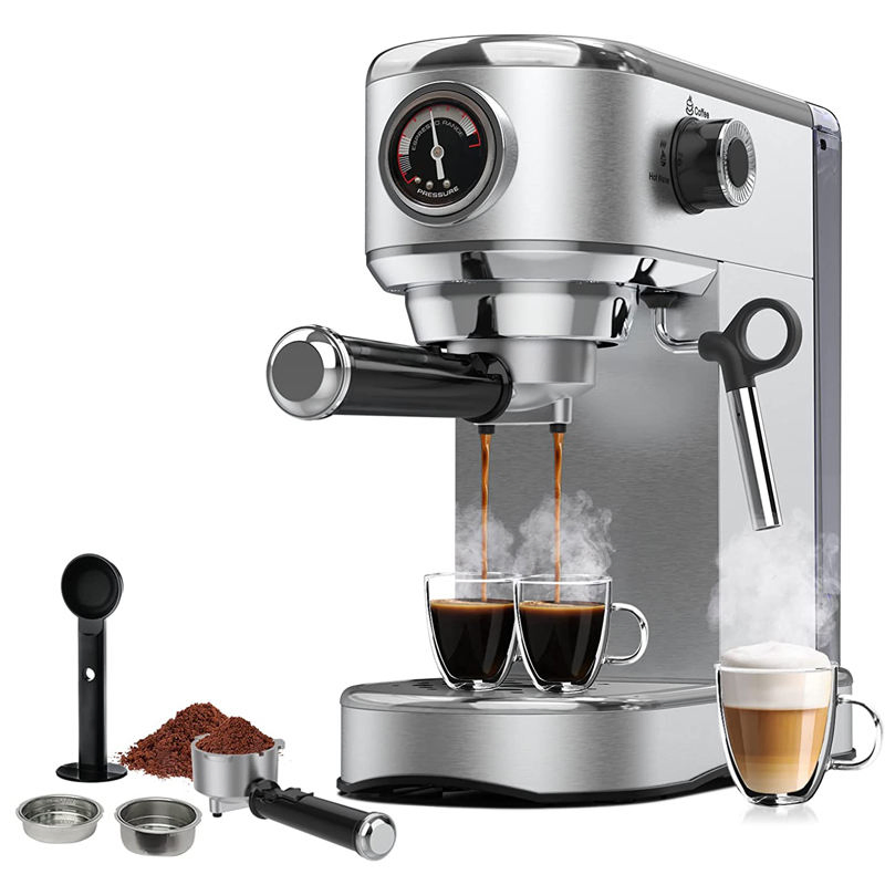 Household Stainless Steel 2 Filters Espresso Coffee Machine