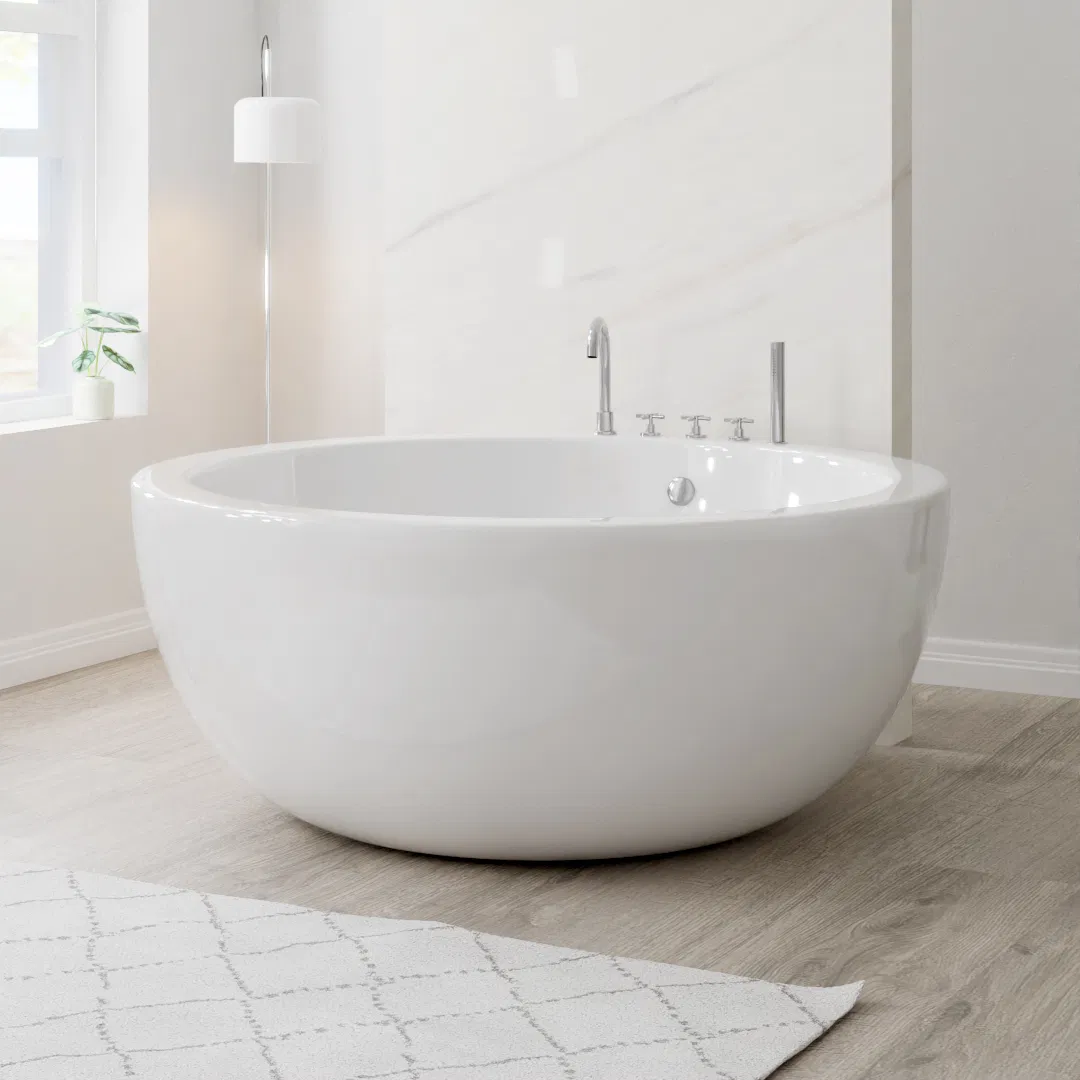 Гладкая акриловая ванна белая круглая