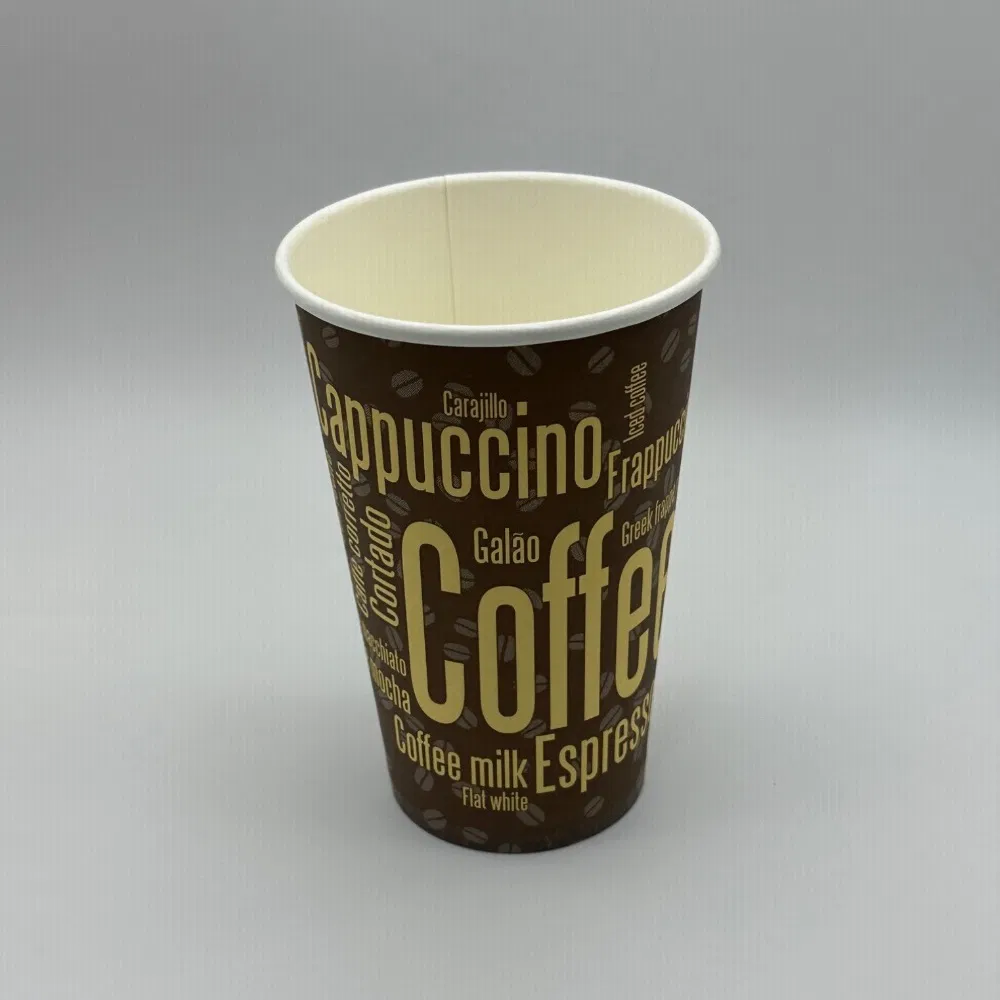 Биоразлагаемый бумажный стакан 16oz с крышкой