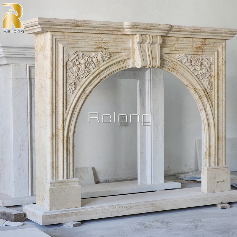 Home Decorative Natural Modern Stone Marble Mantel Fireplace