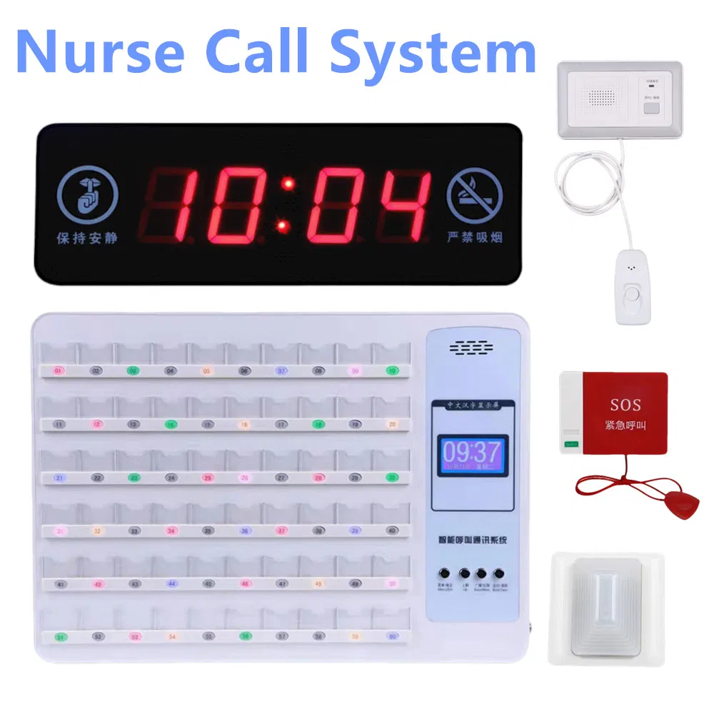 60-Channel Ward Call Button, Medical Intercom, Bedside Pull-Cord Emergency Call Extension