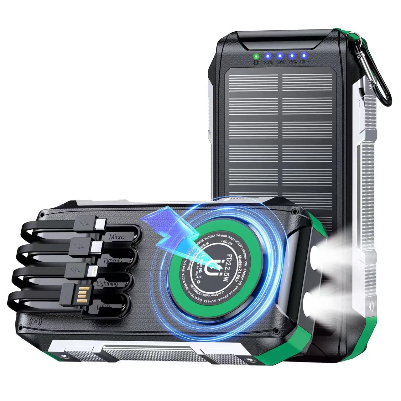 Солнечная павербанк Power Bank с быстрой зарядкой