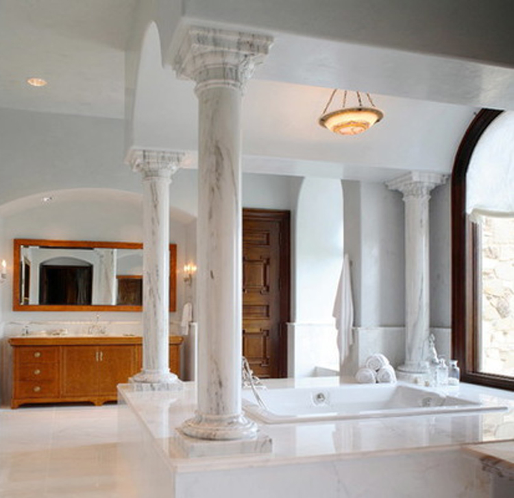 Classic Design Roman Column Natural Stone Pillar White Marble Column for Home Decoration