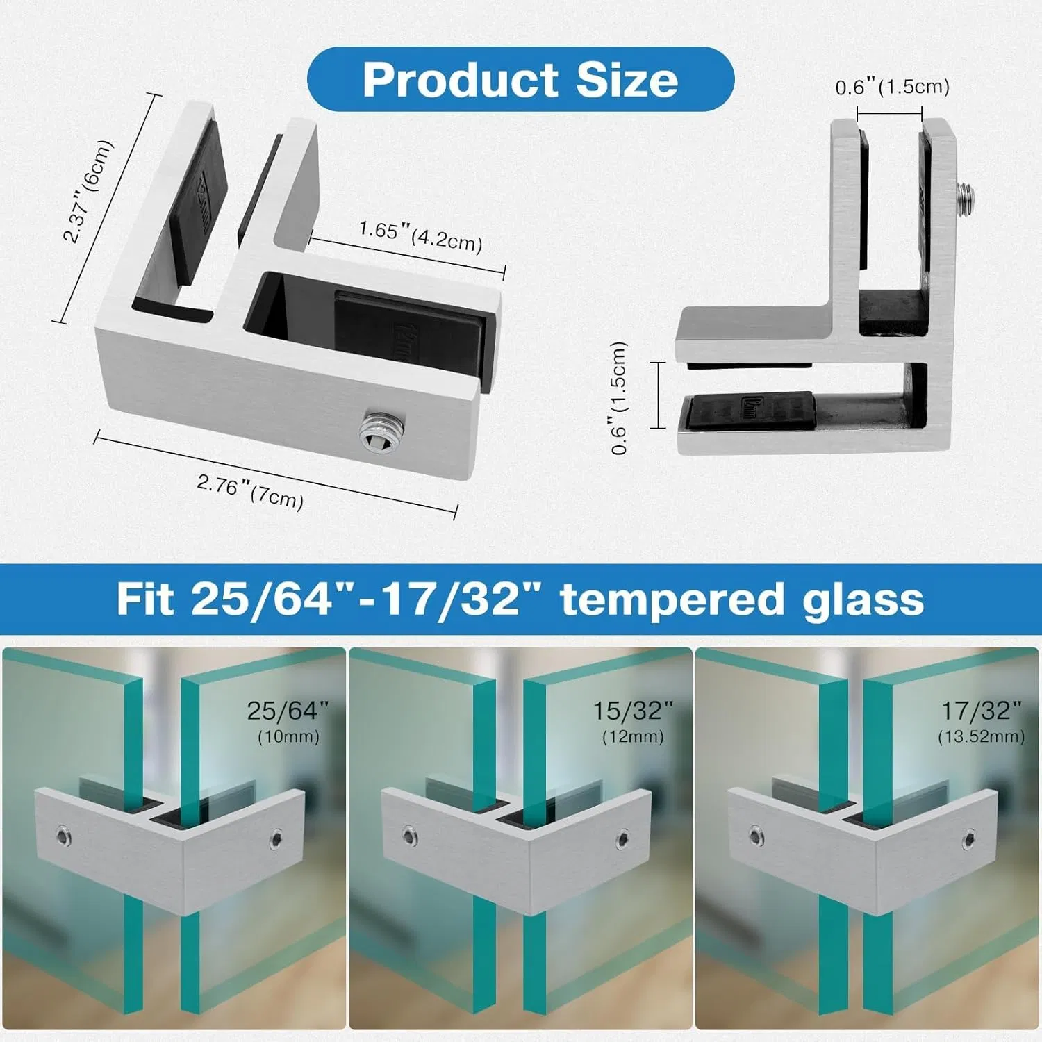 90 Degree Railing Glass Clip Holder for Pool Fence and Balustrade