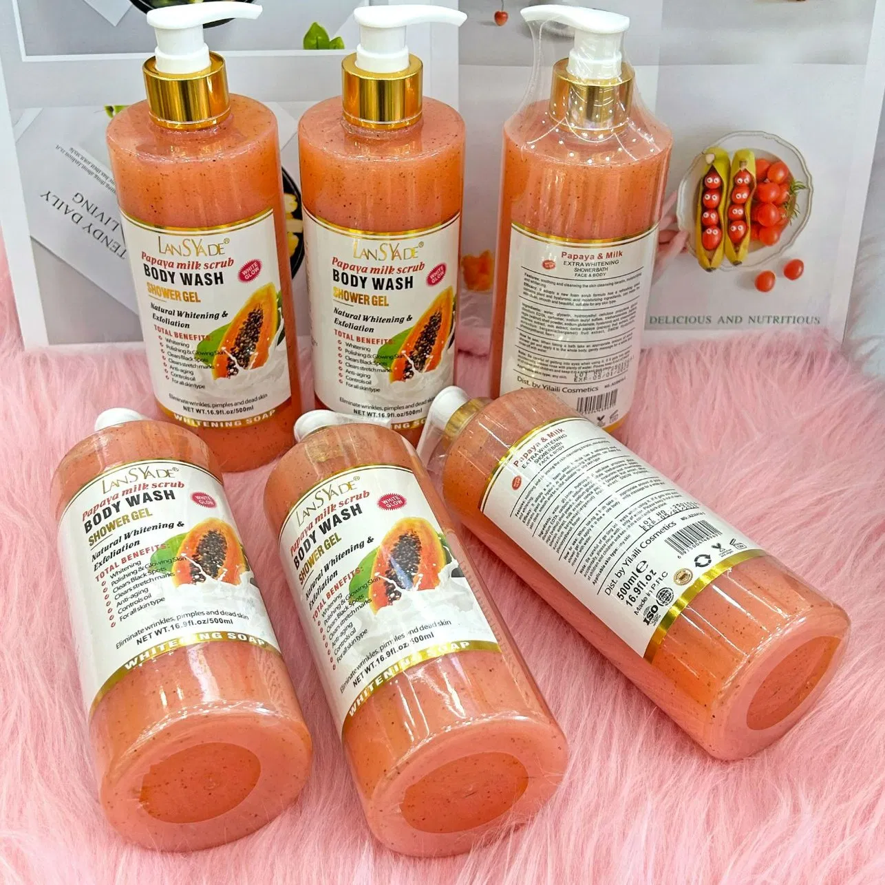 Shower Gel Moisturizing Exfoliating Scrub Bath Liquid Soap Skin Care