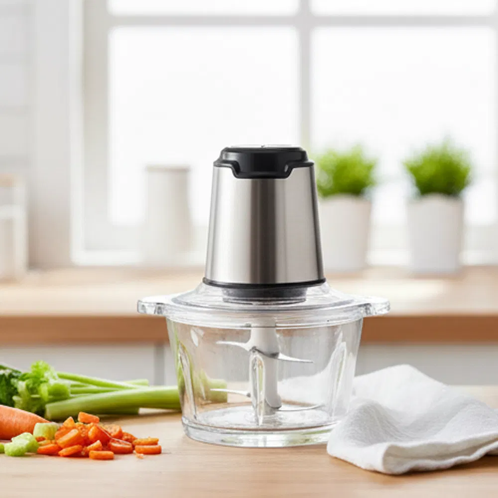 Powerful 3oow Motor BPA-Free Electric Food Processor Glass Bowl Slicer Chopper