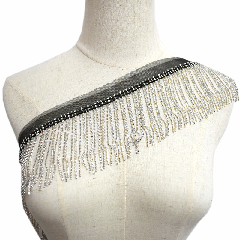 Лента декоративная 9 см с бахромой бисером кисточкой