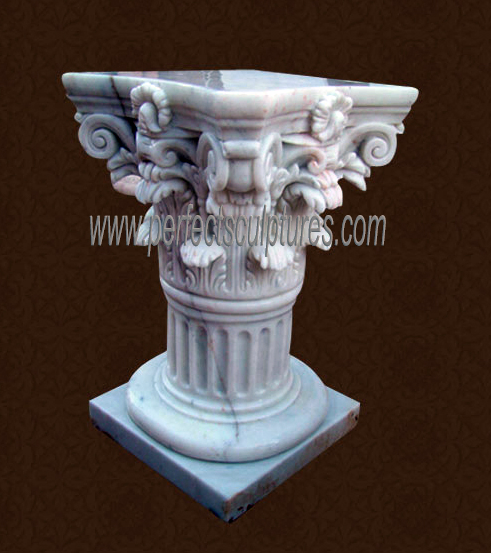 Small Size Antique Roman Style Stone White Marble Columns Pillars for Home Garden Building Decoration (QCM239)