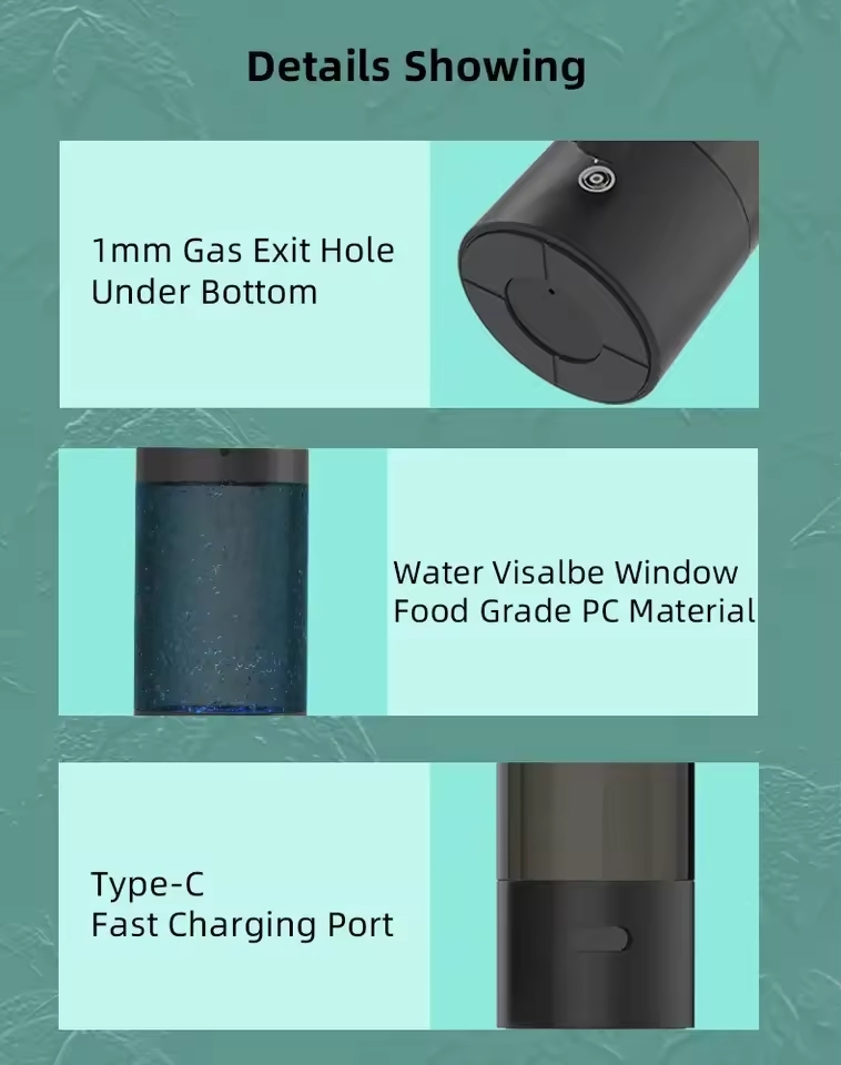 Hydrogen Water Bottle Ionizer Hydrogen Water Generator with Glass Bottle