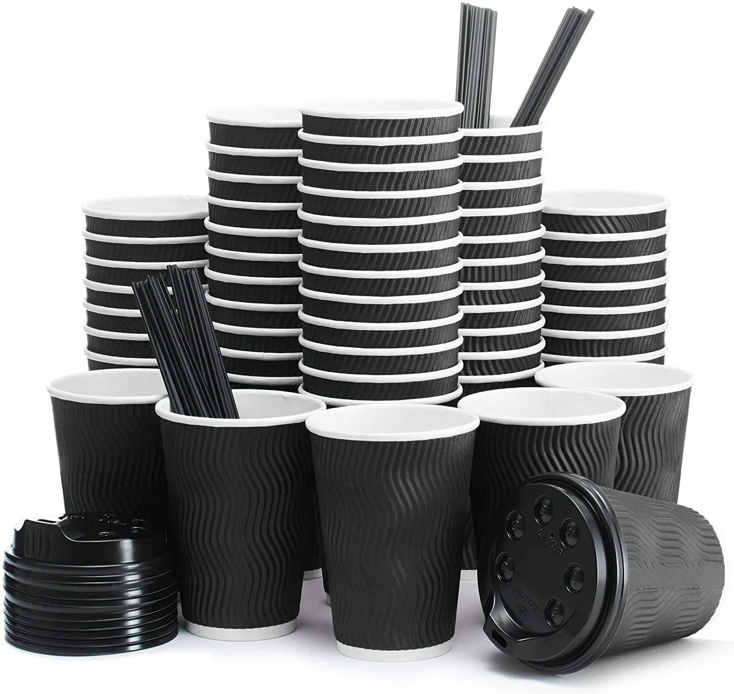 Disposable Paper Cup Printing Takeaway Drinking Coffee Paper Cup with Prevent Leaks Lids