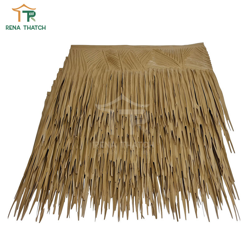 Waterproof and Fire Rated Artificial HDPE Palm Leaves Roof Synthetic Palm Leaf Factory