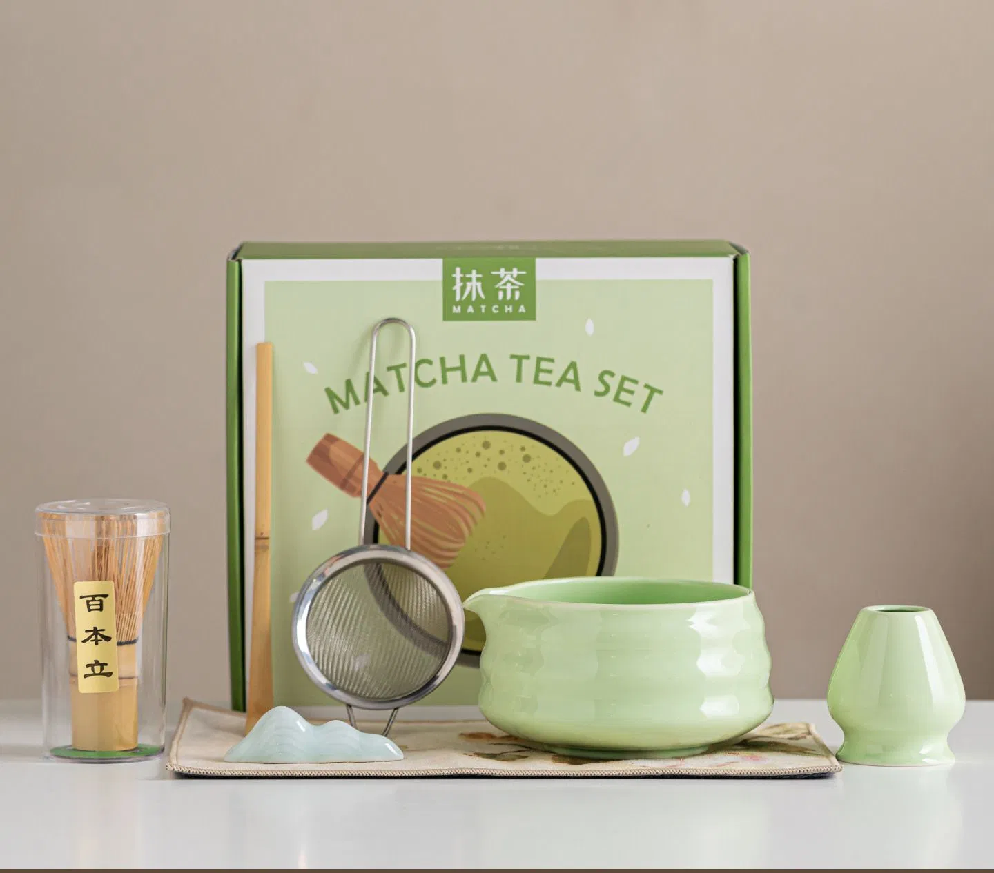 7 PCS Matcha Bowl Ceremony Accessory Japanese Morganic Whisk Chasen Kit Tools Set Spout Coffee Tea Tools