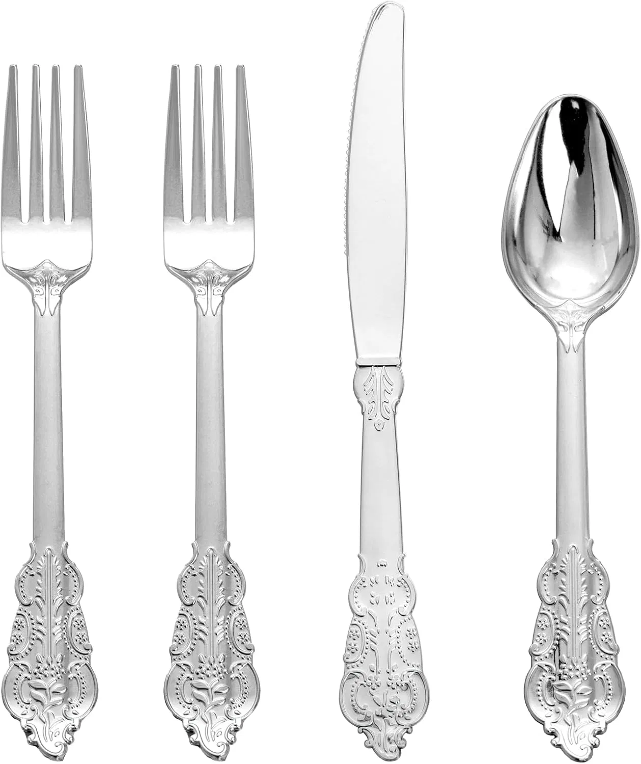 Premium Silver Disposable Silverware: Forks, Spoons, and Knives