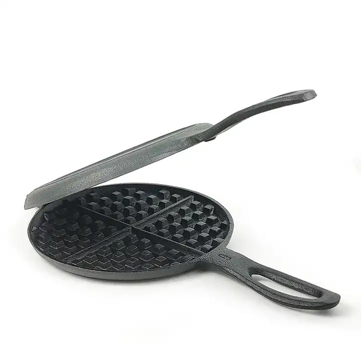 2023 Factory Direct Diameter 17cm 20cm 6.7" 7" 8" Inch Outdoor Campfire Camping Cast Iron Waffle Cooker Maker Iron