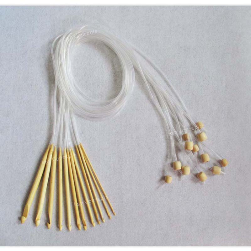 6 Sizes Aluminum Crochet Hook Knitting Needles Plastic Handle