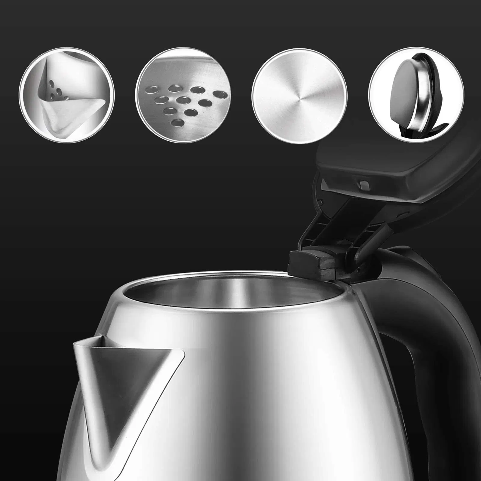 Chinese Factory Hot Sell 1.5L 1.8L 2.0L Stainless Steel Electric Kettle