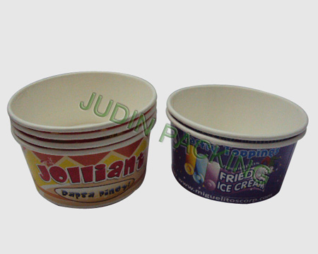 Disposable Yogurt Ice Cream Paper Tubs with Spoon Lid-Disposable Dessert Bowls for Hot or Cold Food