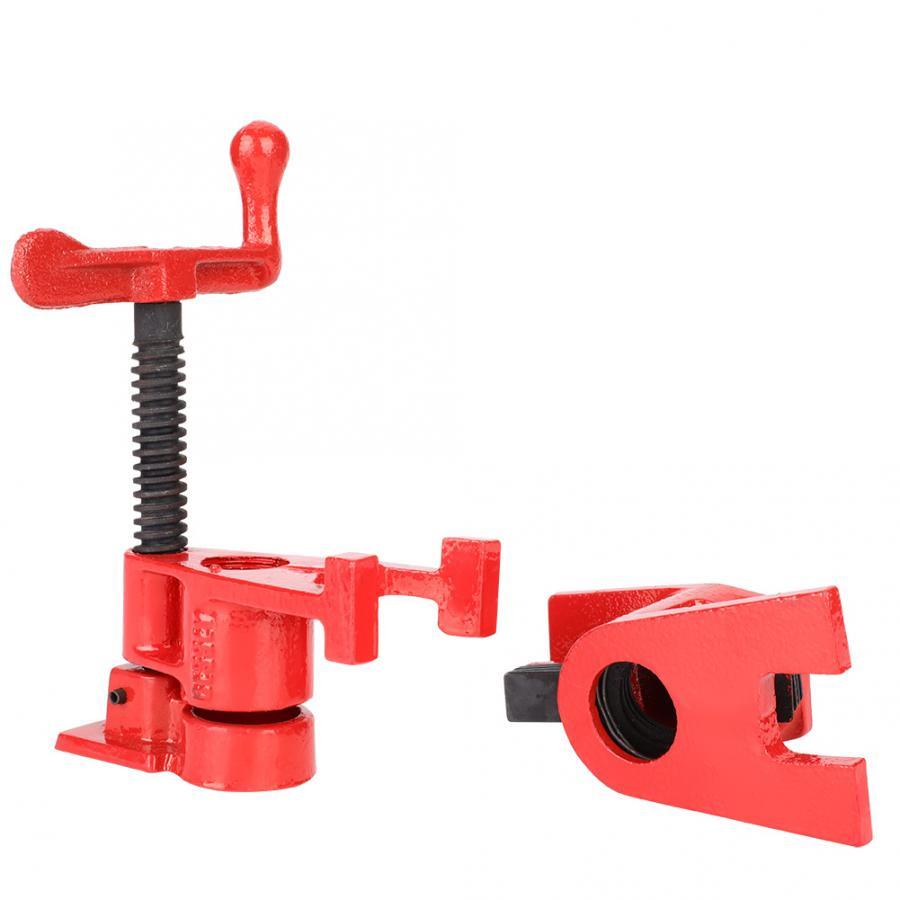 4 Set 26.5mm 3/4'' Quick Release Wood Gluing Pipe Clamp Heavy Duty Wide Base Iron Wood Metal Clamp Set Woodworking Workbench