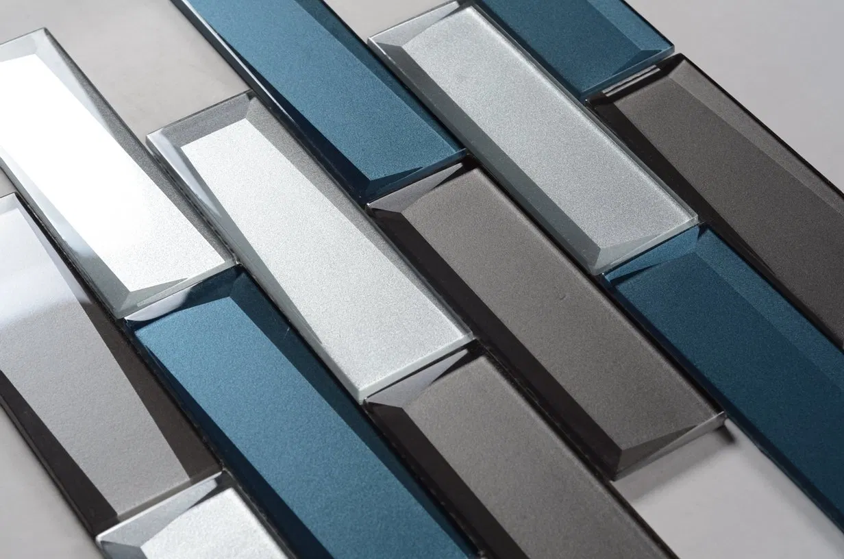 Bevel Edge Cold Spray Glass Subway Tile for Bathroom
