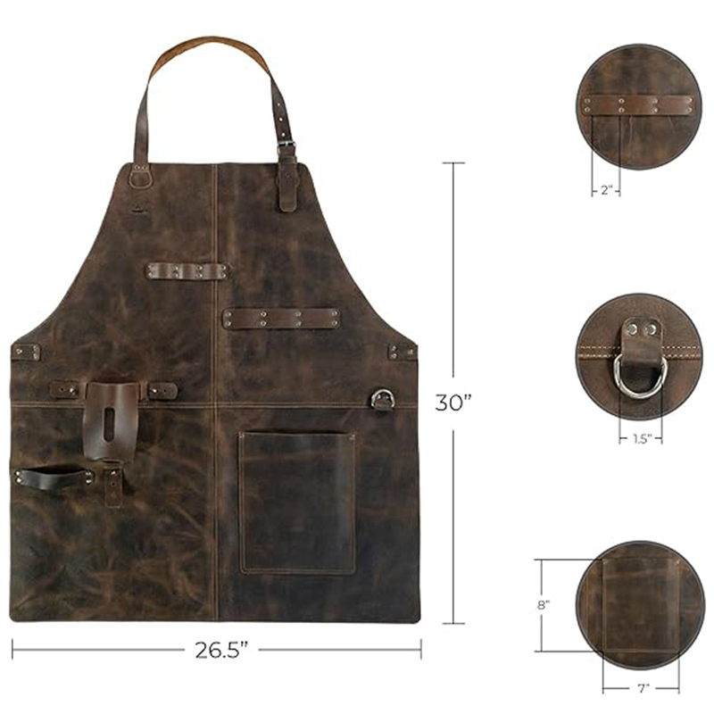 Euro-American Solid Vintage PU Apron: Craftsman, Multi-Functional, Cross-Border