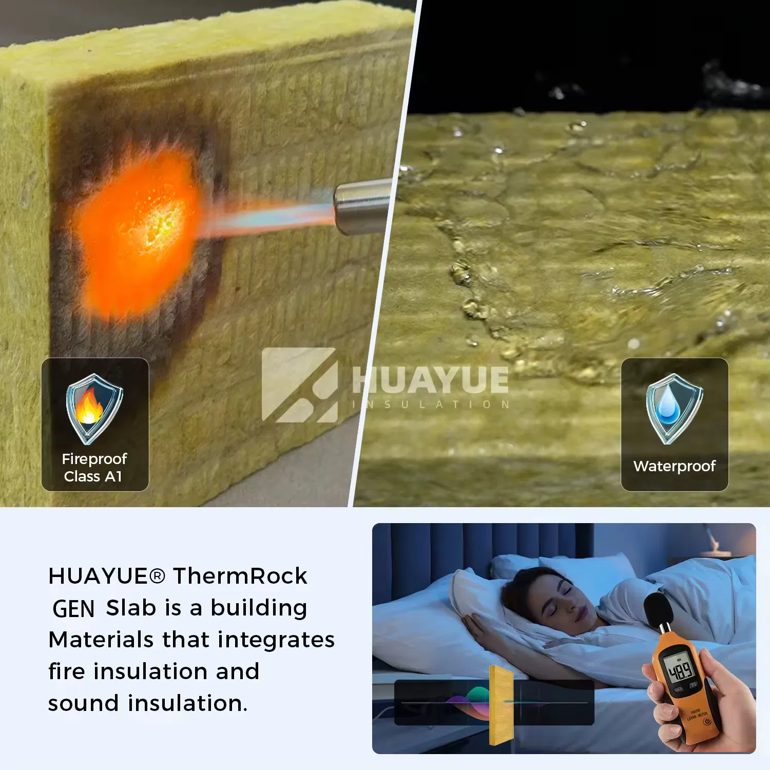 Huayue 50mm Thick Wall Thermal Insulation 100kg/M3 Rock Stone Mineral Wool Board