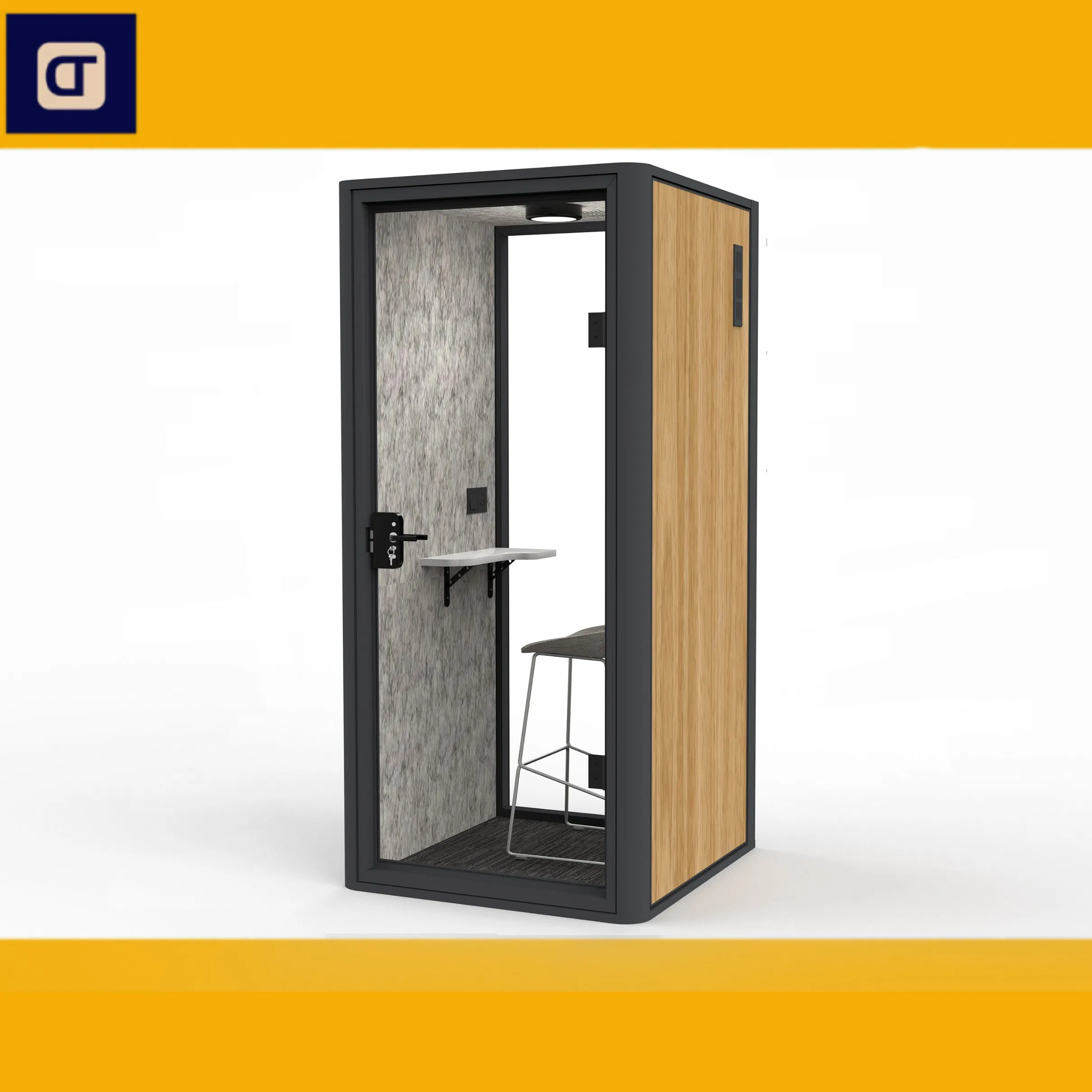 Hot Sale Prefab Modular Room Pod Glass Frame Style Pod High Quality Black Assembled Private Soundproofing Meeting Room Recording Studio Soundproof Pod