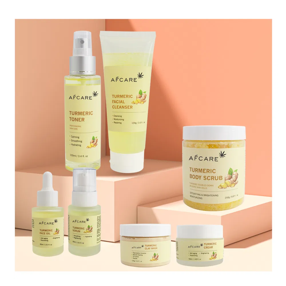 OEM Face Vegan Natural Skincare Kit Manufacturer Anti Acne Brightening Organic Turmeric Korean Skin Care Skincare Set