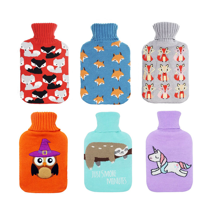 Silicone Long Bottle Hot Compress Water Bottle with Knitted Cover