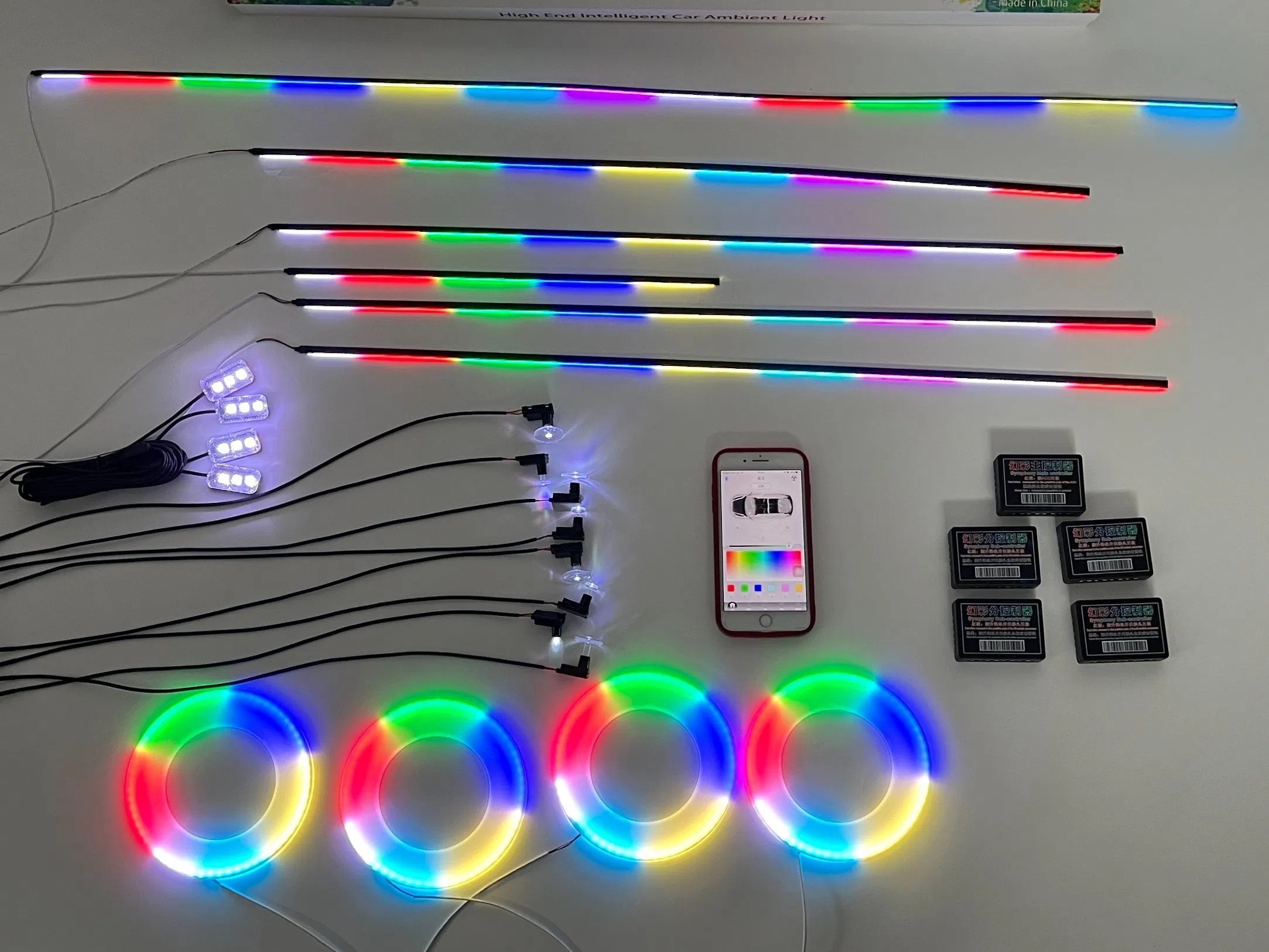 RGB LED лента для авто, 64 цвета, 12В