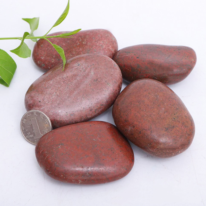 Red Natural River Pebbles Garden Decoration Red Polished Stone Pebble