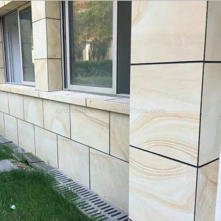 China Cheap Wooden Yellow Sandstone Wood Vein Marble Wall/Flooring Tile/Basluter