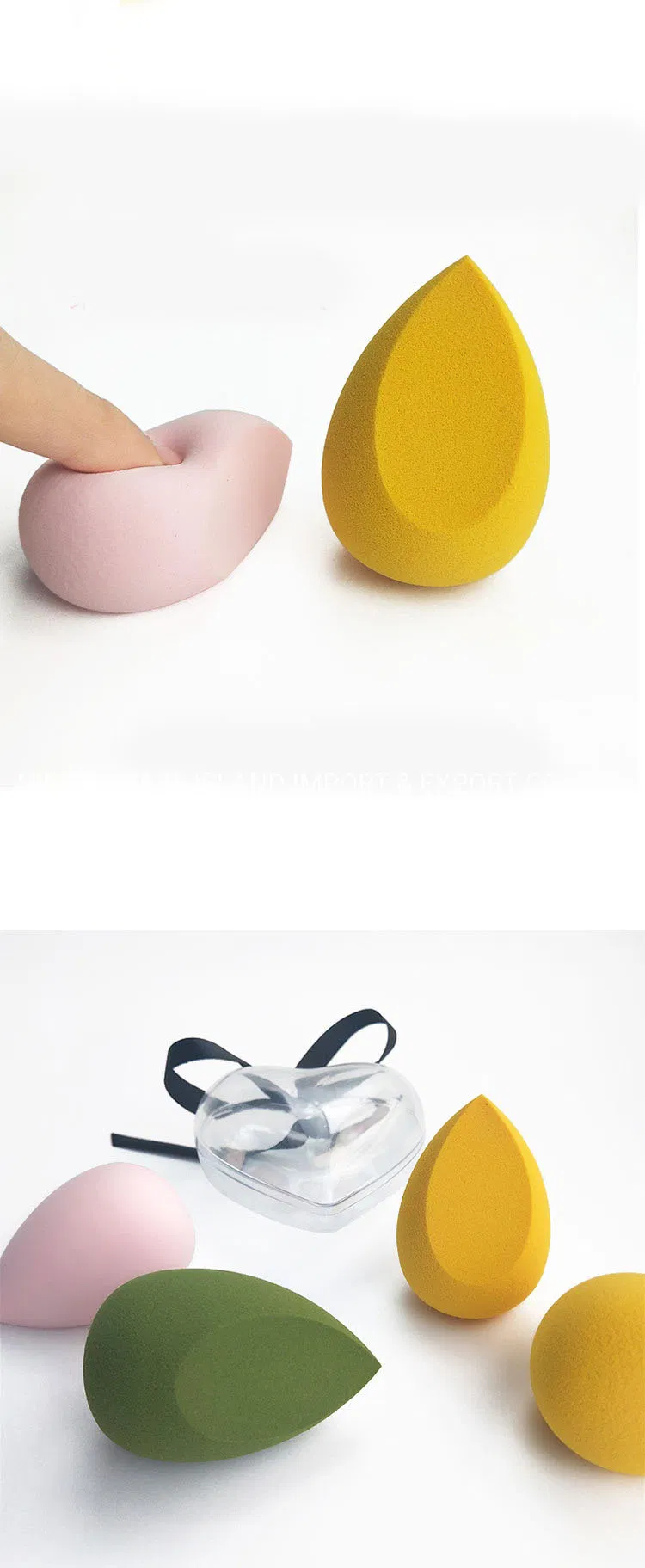 2PCS/Set Make up Sponge Heart-Shape Box Custom Latex Free Super Soft Cosmetic Powder Puff Blending Beauty Makeup Sponge Blender